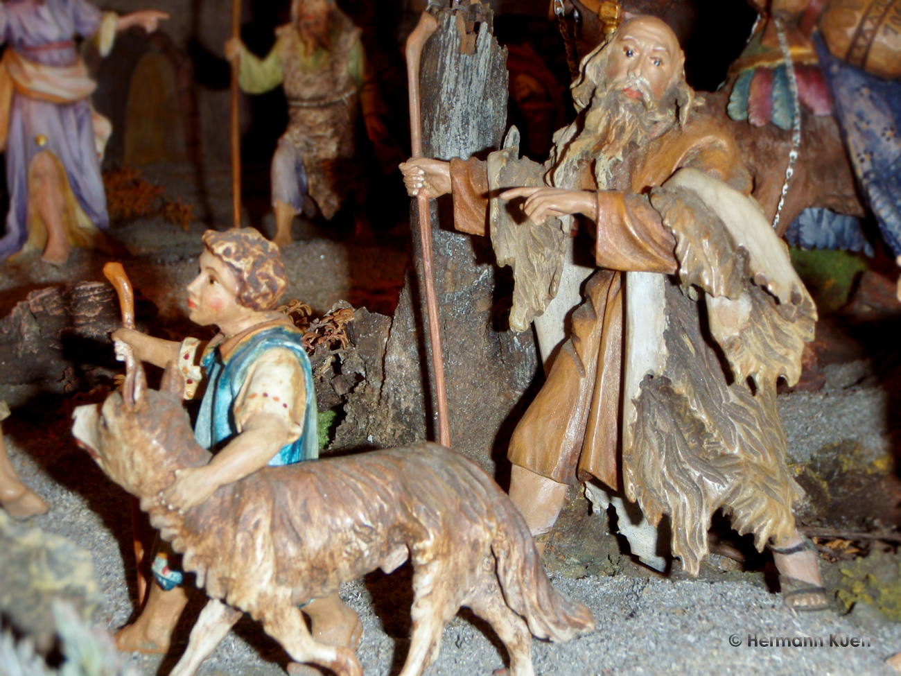 Gruppen Hirtengruppe Hirte mit Fell