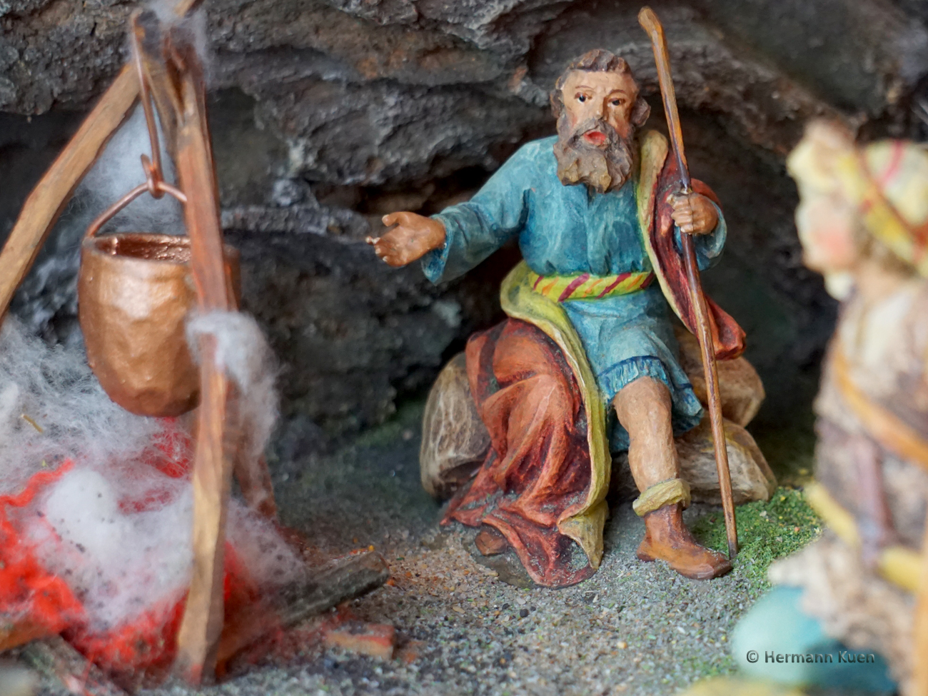 Gruppen Verkündigungsgruppe sitzender Hirte